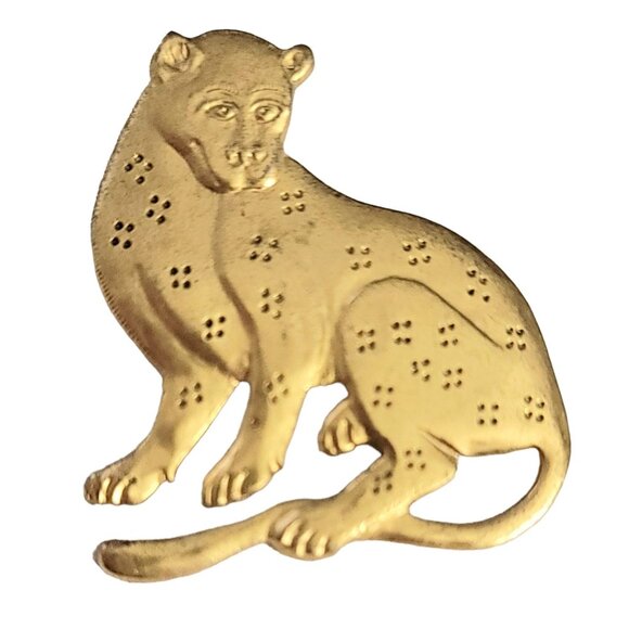 MMA Metropolitan Museum of Art Gold Tone Wild Cat, Leopard Brooch, Signed - Picture 7 of 7